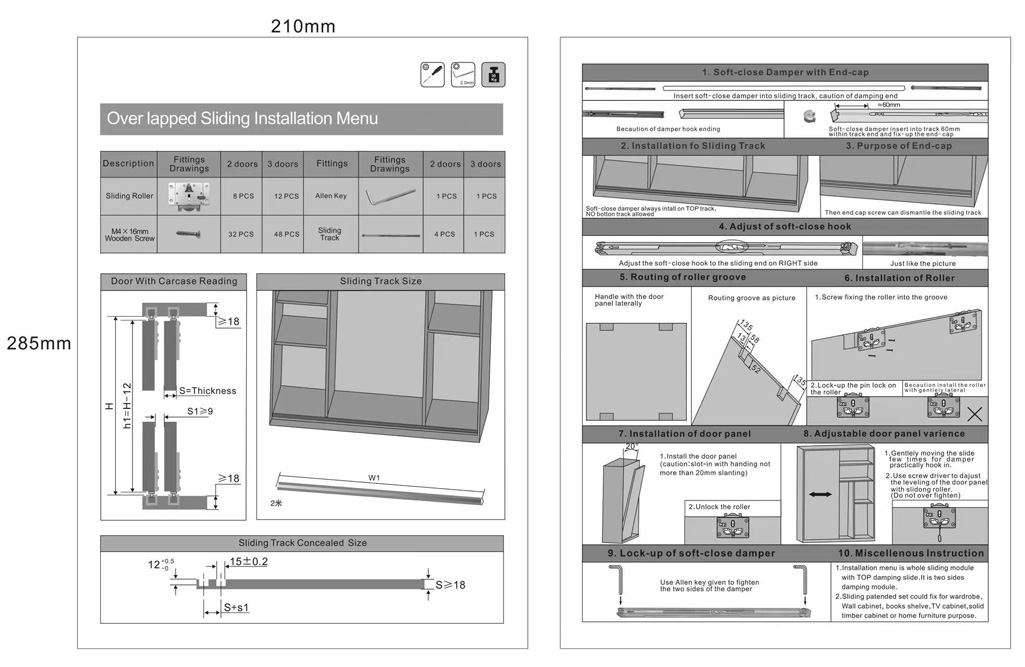 DF-C001 Soft Closing Door Wheel Instruction DF-C001 Instruction Picture