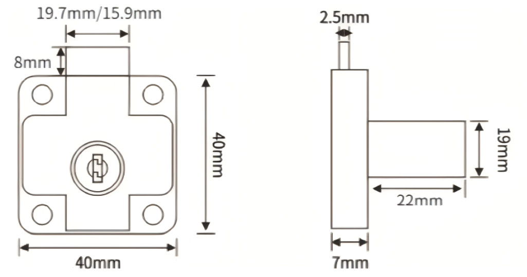 FL-B001 Drawer Lock Dimension Details FL-B001 Drawer Lock Dimension Details