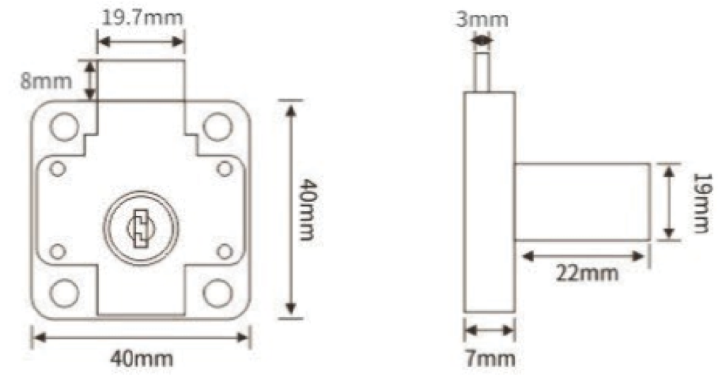 FL-CF08 Furniture Lock Installation Dimensions FL-CF08 Furniture Lock Installation Dimensions