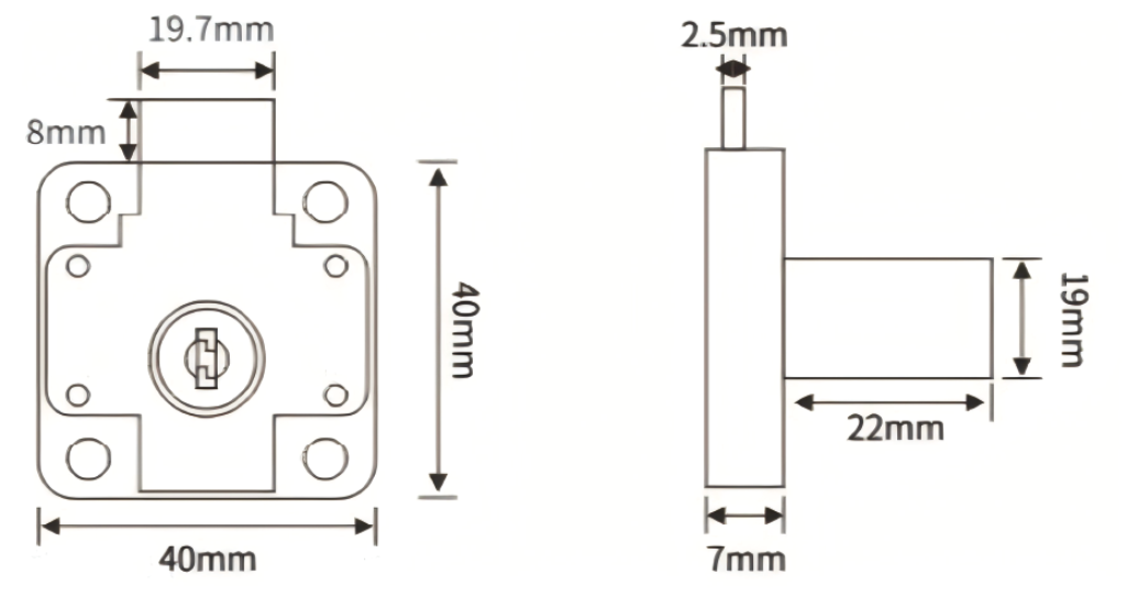 FL-B003 Cabinet Lock Mounting Dimensions FL-B003 Cabinet Lock Mounting Dimensions