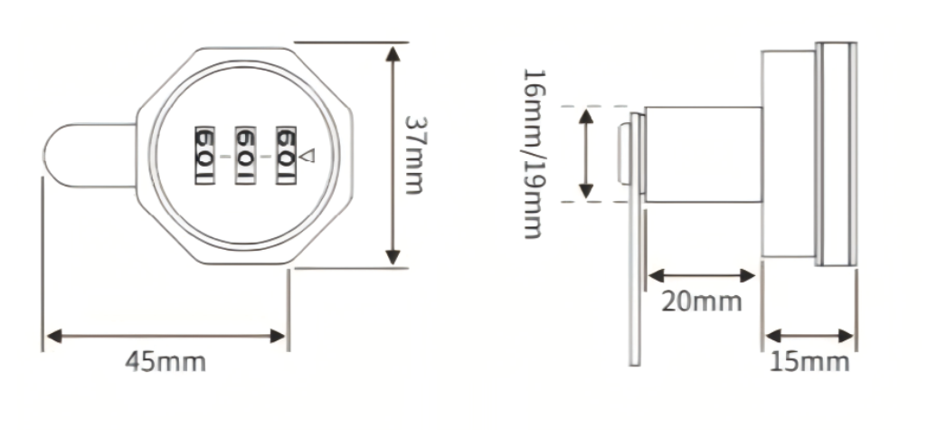 FL-CF11 Combination Lock Installation Dimensions FL-CF11 Combination Lock Installation Dimensions
